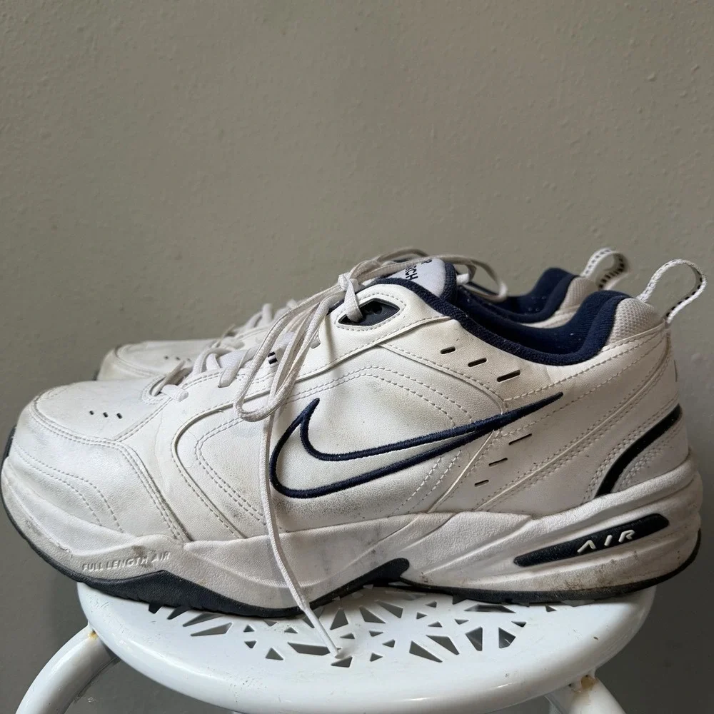 Nike Air Monarch IV White/Navy 416355-102 Men's Shoes Size 14 EEEE
